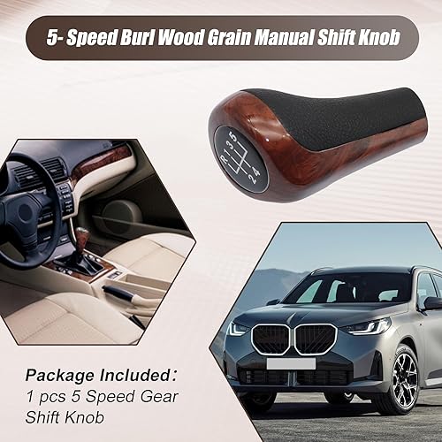 Miniatura 3 de XQSMWF Pomo de palanca de cambios manual de grano de madera de 5 velocidades compatible con BMW E81 E82 E87 E46 E90 E91 E92 E60 E61 E63 X1 E84 X3