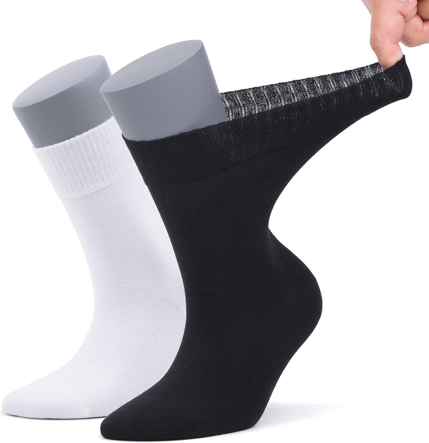 BAMBOOVEN Diabetic Socks for Men & Women - Rayon Made From Bamboo Diabetic Crew Socks - 2/4/6 Pairs Diabetes Socks