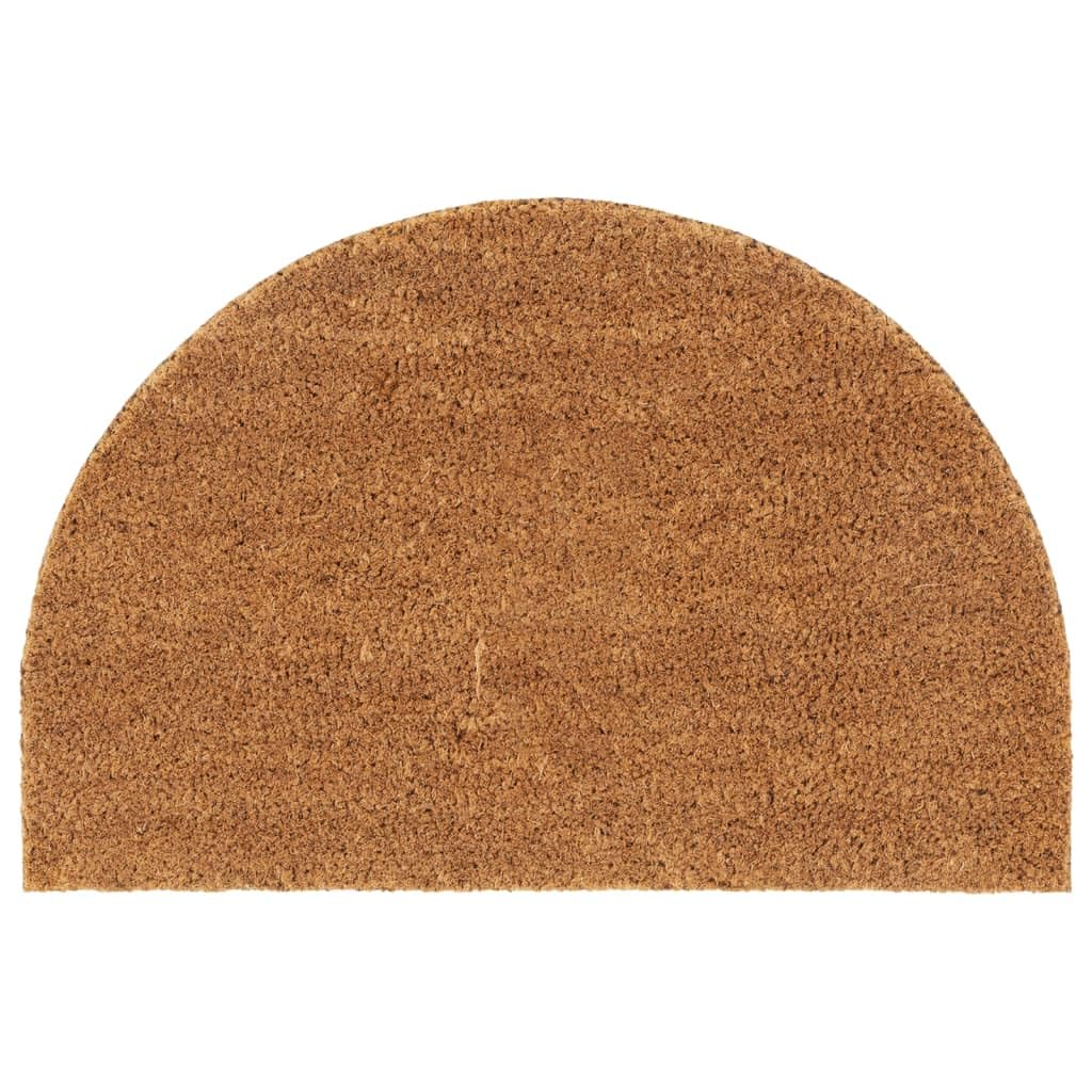 Felpudo semicircular natural de 40 x 60 cm, fibra de coco con parte inferior de PVC antideslizante, para interior y exterior, entrada, pasillo, terraza, jardín, protege contra la suciedad y