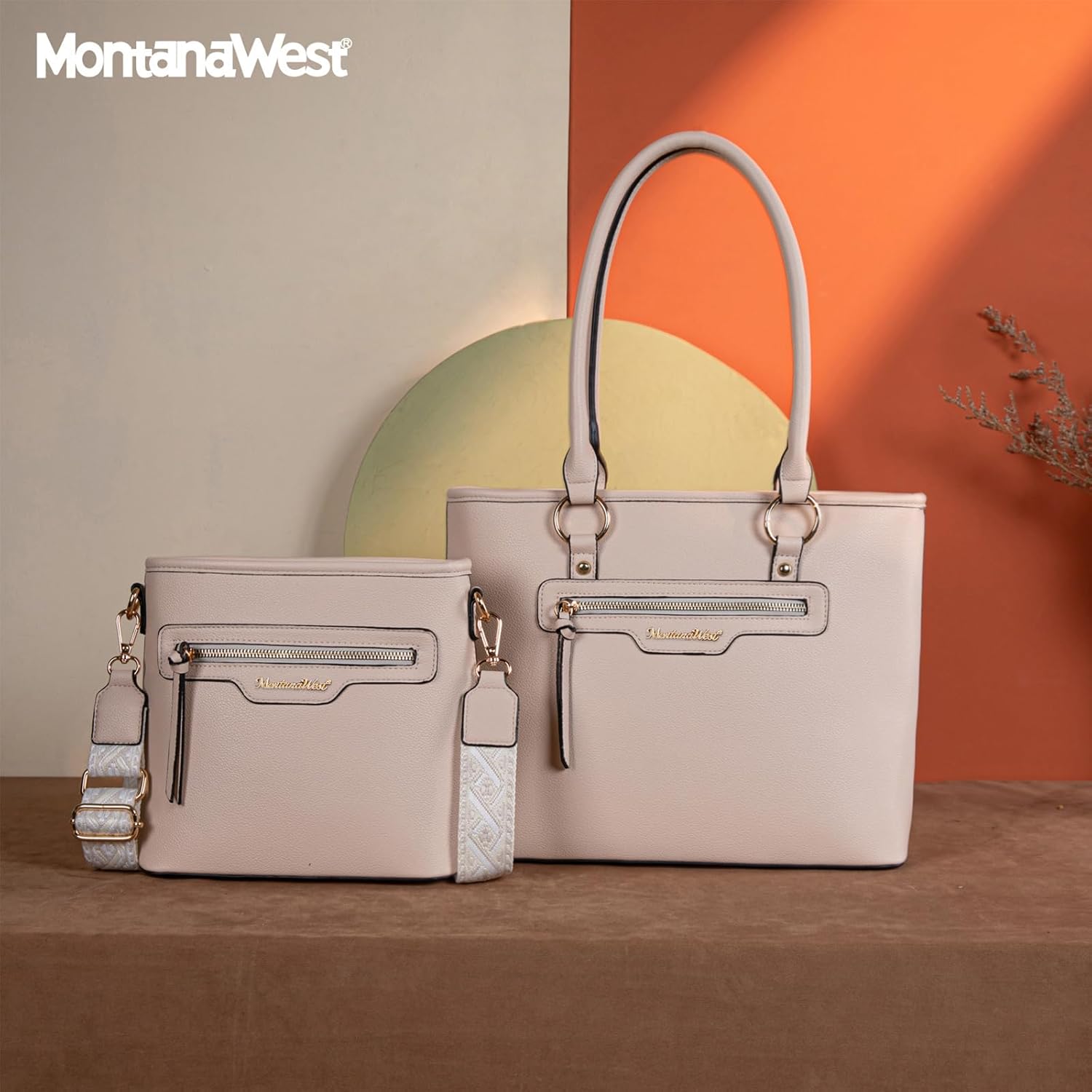 Montana West 2Pcs Handbags Sets for Women Large Tote Bags Cute Crossbody Purses - Image 4