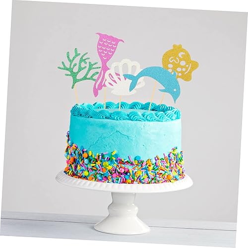 Miniatura 7 de STOBAZA 96 piezas de inserción de pastel de sirena para pastel de pescado, animales del océano, conchas de mar, decoración de cupcakes, decoración