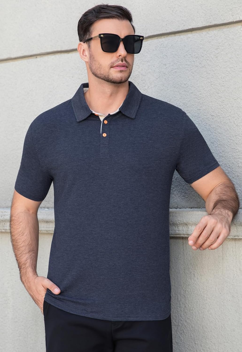 KUYIGO Men's Short Sleeve Polo Shirts Casual Tee Collared with Button Shirt - Image 5