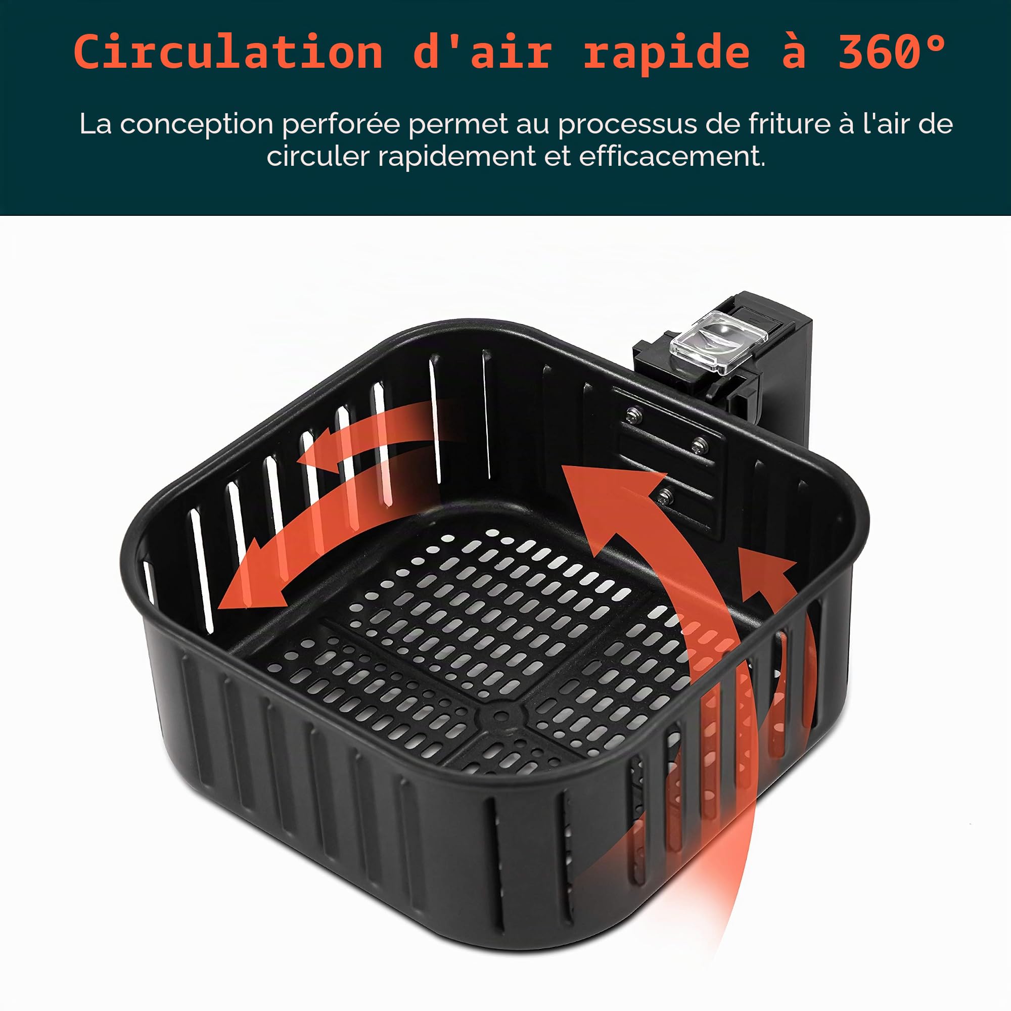 COSORI Panier de rechange pour friteuse à air comprimé CP358 et CS358, panier à frire antiadhésif, passe au lave-vaisselle, noir