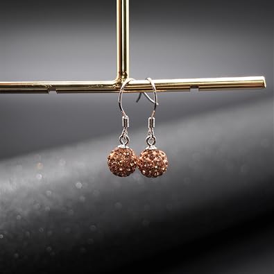 Red/Beige/Violet/Black/White/Pink Crystal Disco Ball Clay Beads Shamballa Long Tassel Dangle Earrings, 925 Sterling Silver Drop Threader Hook Earrings for Women, 8MM