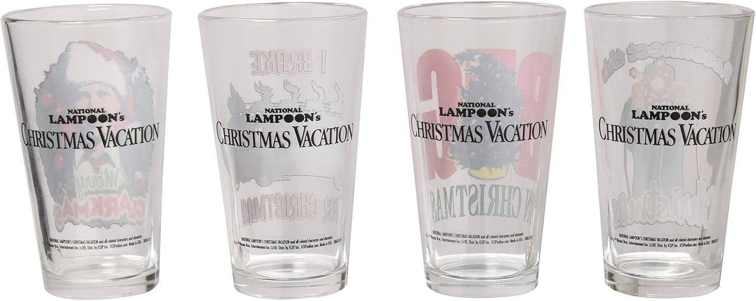 ICUP National Lampoon's Christmas Vacation Comedy Mix Pint Glass (4 Pack), Clear