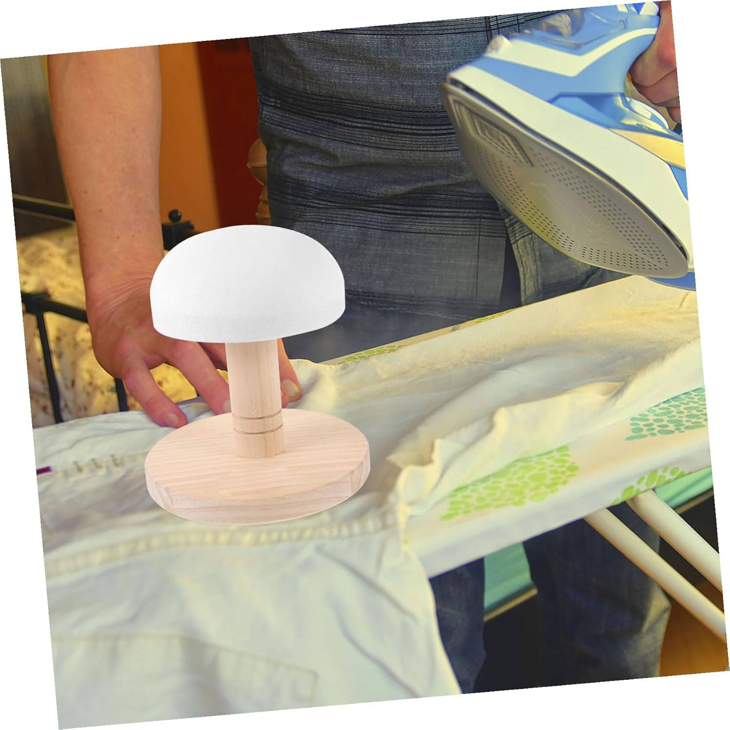 Small Practical Ironing Stool with Stable Bracket Compact Ironing Board for Clothes Shoulders Sleeves and Curved Areas Household Use Easy Storage and Material