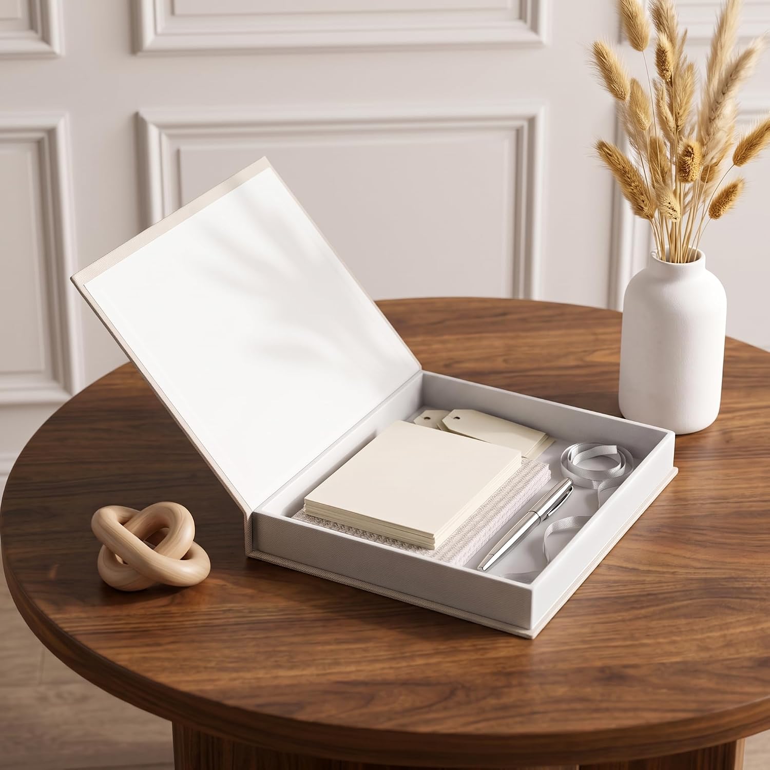 Decorative Books, 2-Pack Faux Linen Faux/Fake Books for Book Decor