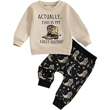 My First Rodeo Outfit Infant Toddler Baby Boy Long Sleeve Shirts with Pants 2Pcs Western Winter Clothes