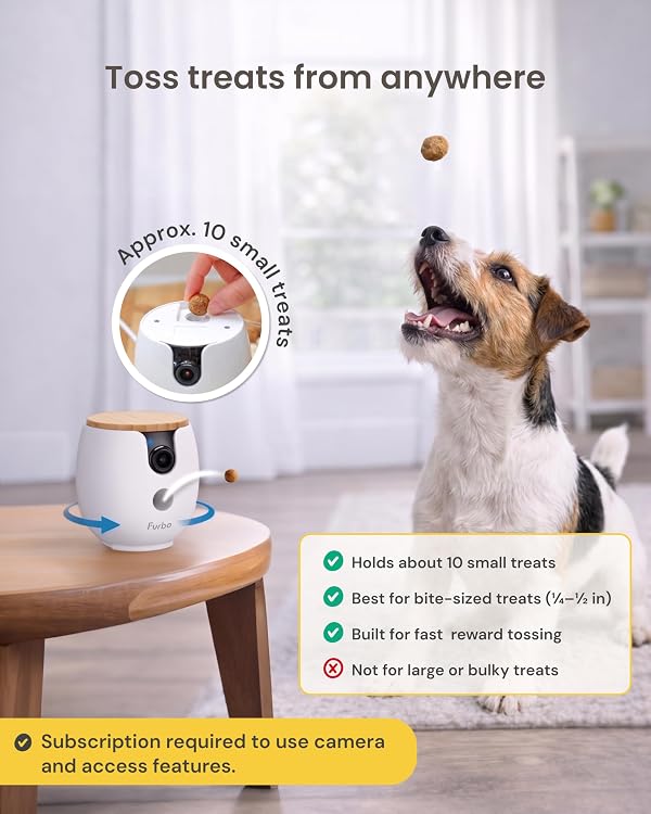 Furbo Mini 360° [Subscription Required] New 2K QHD Pet Camera - Unlock w/Paid Plan: Dog & Cat Safety Alerts, Rotating Treat Toss, 2-Way Speaker (Low Risk, 3mo Min. Cancel Anytime) by Furbo - Image 7