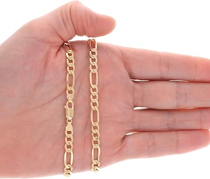 Amazon | Nuragold 14K イエローゴールド 7mm フィガロチェーンリンク