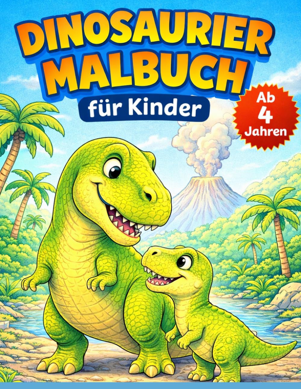 Dinosaurier Malbuch für Kinder ab 4 Jahren: Lustige Dinosaurier zum Ausmalen – Große Bilder, einfache Linien und kreativer Malspaß für Kinder ab 4 Jahren