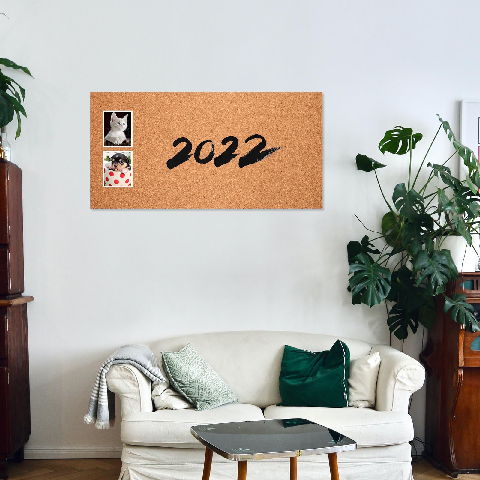 Tablero Multi-funcional y Práctico Rectangular de Corcho Autoadhesivo para Fotos y Mensajes Estilo Moderno Artístico para Oficina, Escuela y Hogar