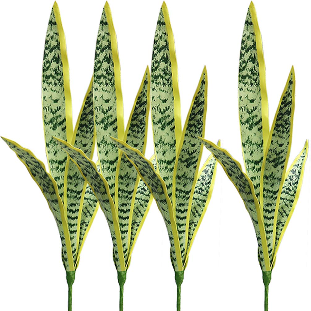 Ollain 4 PCS Artificial Sansevieria Plants 30" Fake Snake Branches Faux UV Resistant Plant for Indoor and Outdoor Home Garden Office Tabletop Floor