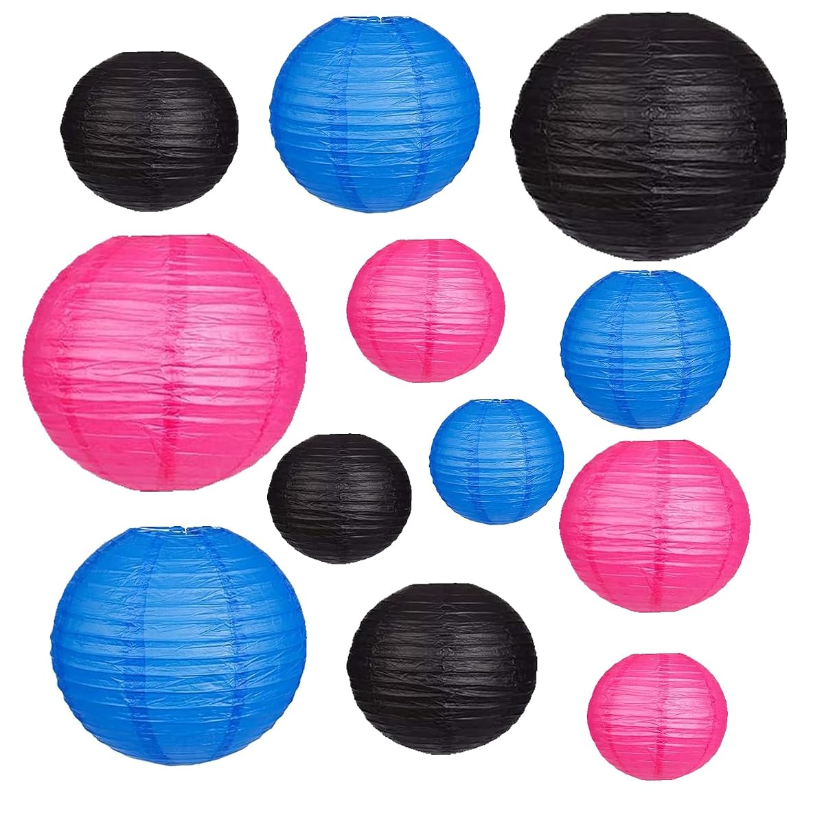 12Pcs Paper Lanterns 6 , 8 , 10 , 12 ,Paperlanterns Party Decoration, Blue