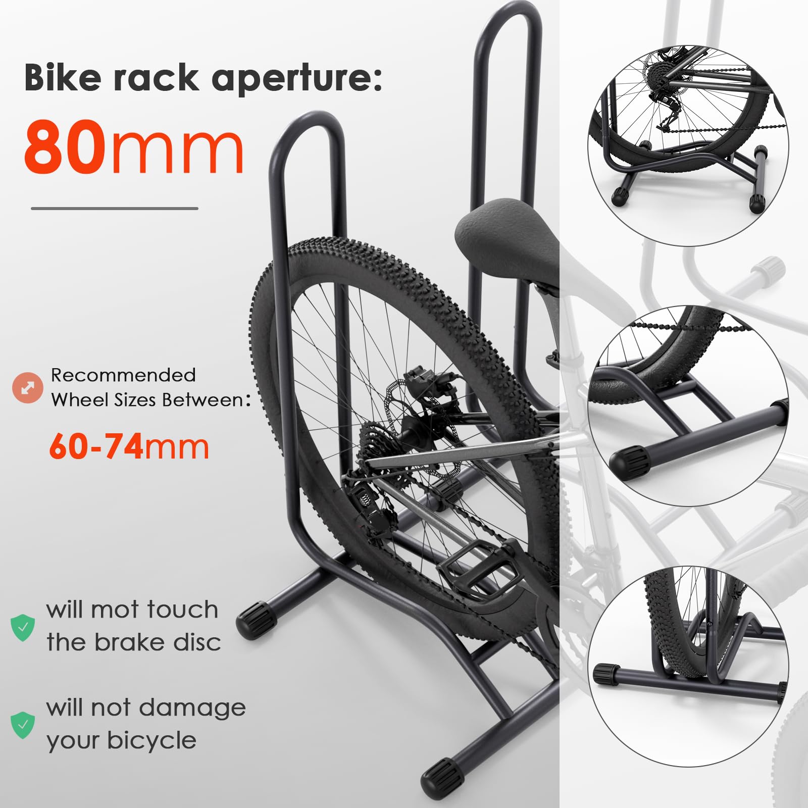 Clevich Support de vélo pour 2 vélos, support de vélo autoportant, support de sol épissable pour vélos, largeur de pneu 60-74 mm,adapté aux véhicules tout-terrain, vélos VTT