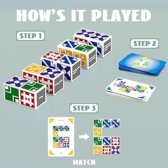 Matching Puzzle Game for Kids & Adults, Family Board Games Block for Boys & Girls Ages 6-8 8-12, 2+ Player Card Puzzles for Children 6+ Year Olds