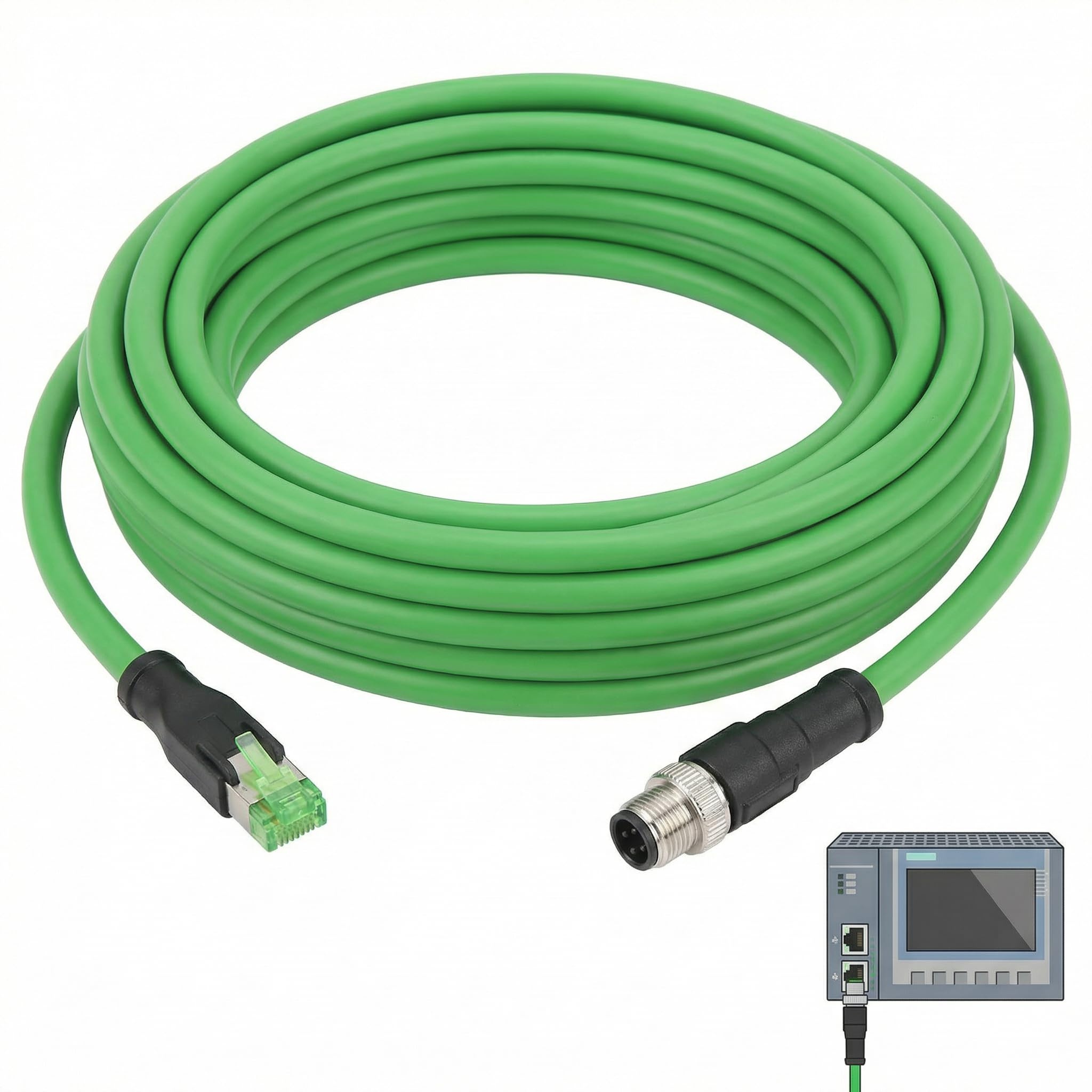 Kadimendium M12 to RJ45 Industrial Ethernet Cable, 5m/16.4ft Length, IP67 Waterproof, Compatible with Industrial Ethernet Device & M12 Device-image-17