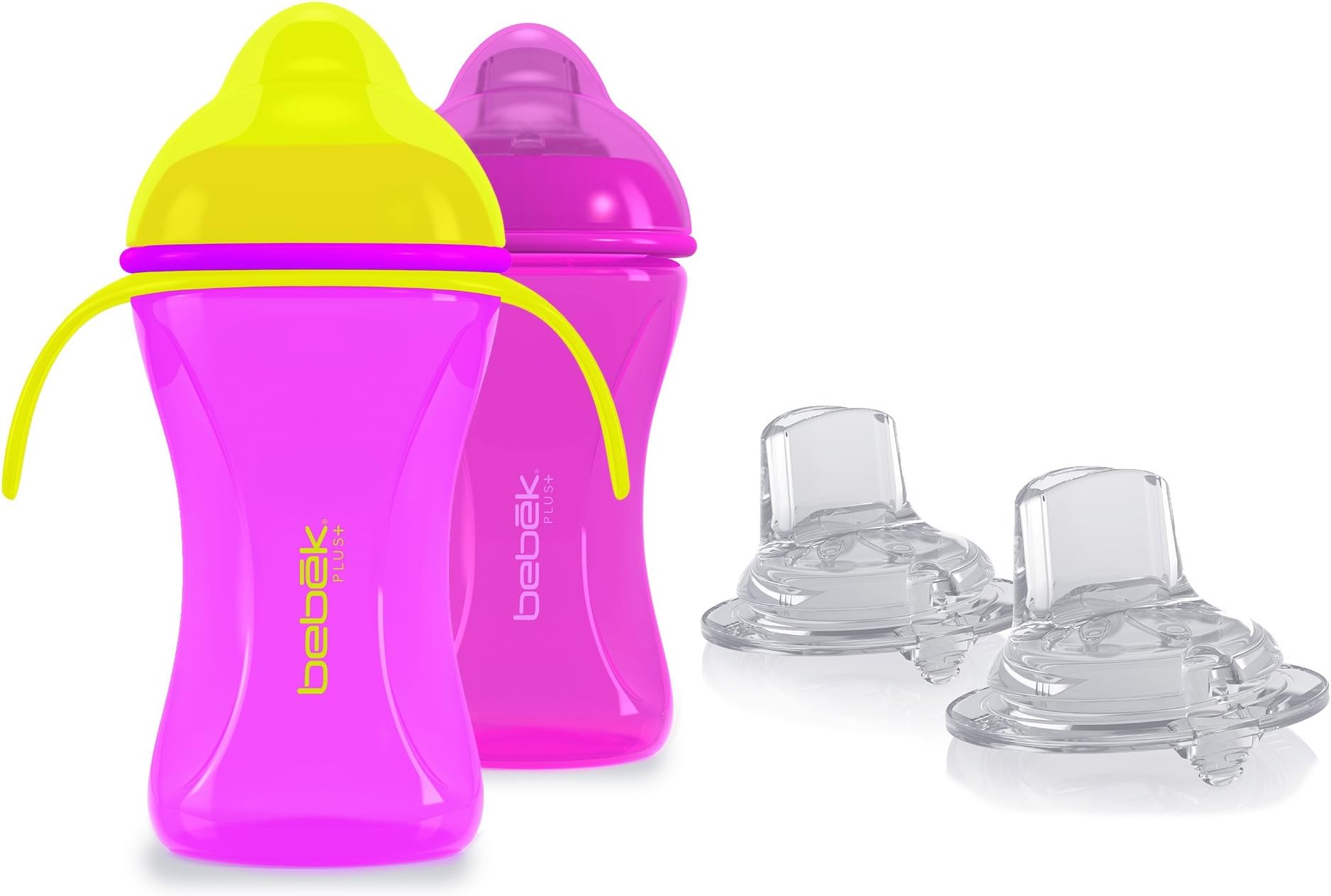 Bebek Soft and Flexible Spout with Handles Cup Extra Spouts Combo Set of 2/Pink/Pink