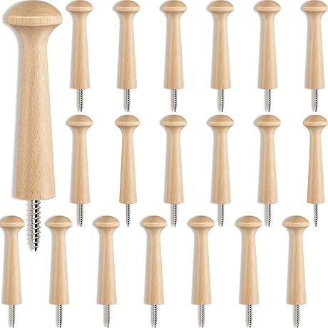 20 Pack Wood Dowel Shaker Pegs for Crafting and Wall Hooks