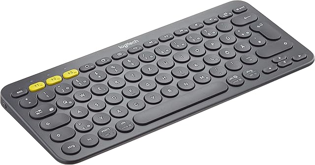 Logitech K380 Wireless Bluetooth Keyboard, Multi-Device & Easy Switch Feature, Windows and Apple Shortcuts, PC/Mac/Tablet/Mobile Phone/Apple IOS+TV, German QWERTZ Layout - Black