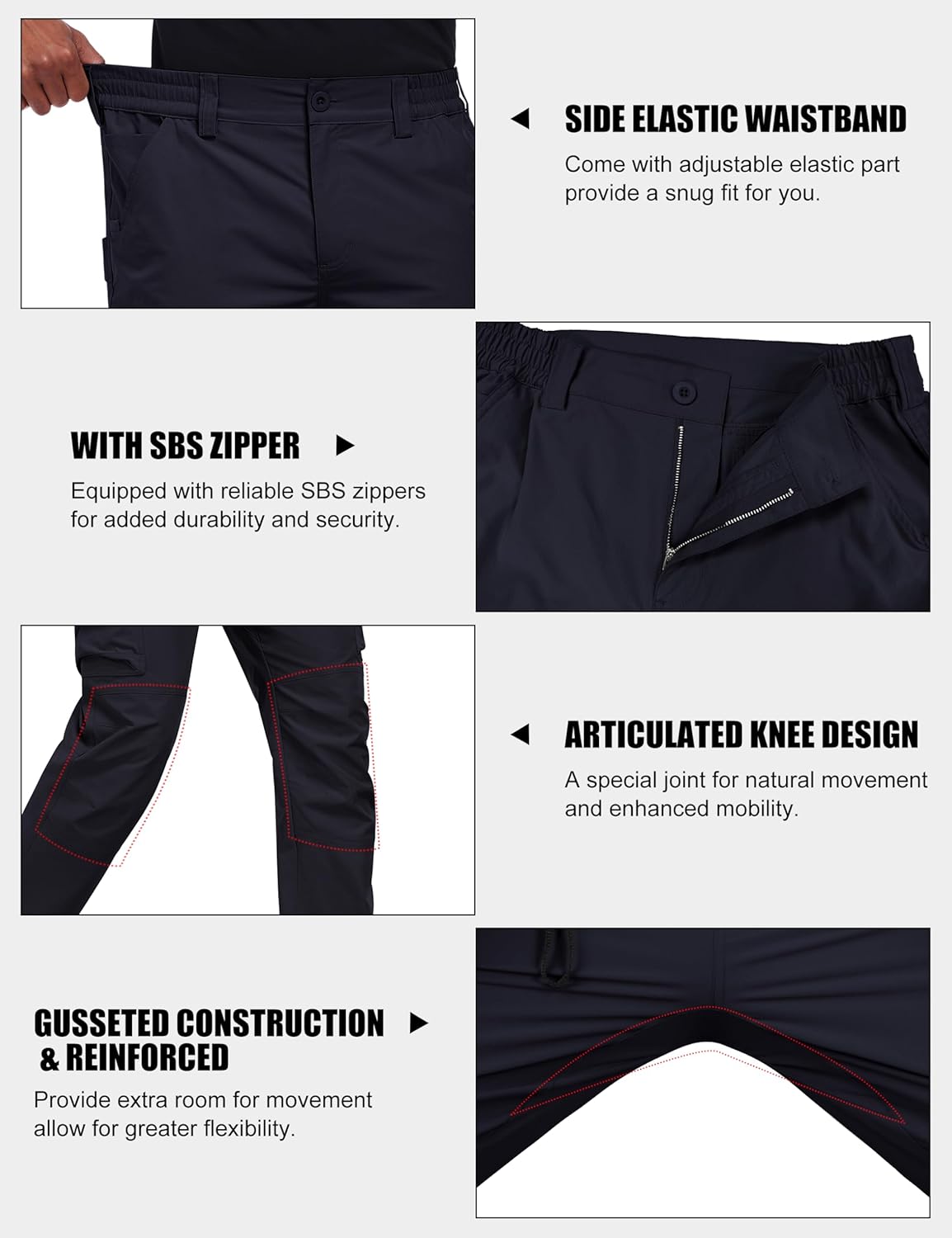 Lzzidou Men's Hiking Cargo Pants – Water Resistant Ripstop Tactical Work Trousers Lightweight Quick Dry Outdoor Gear - Image 6