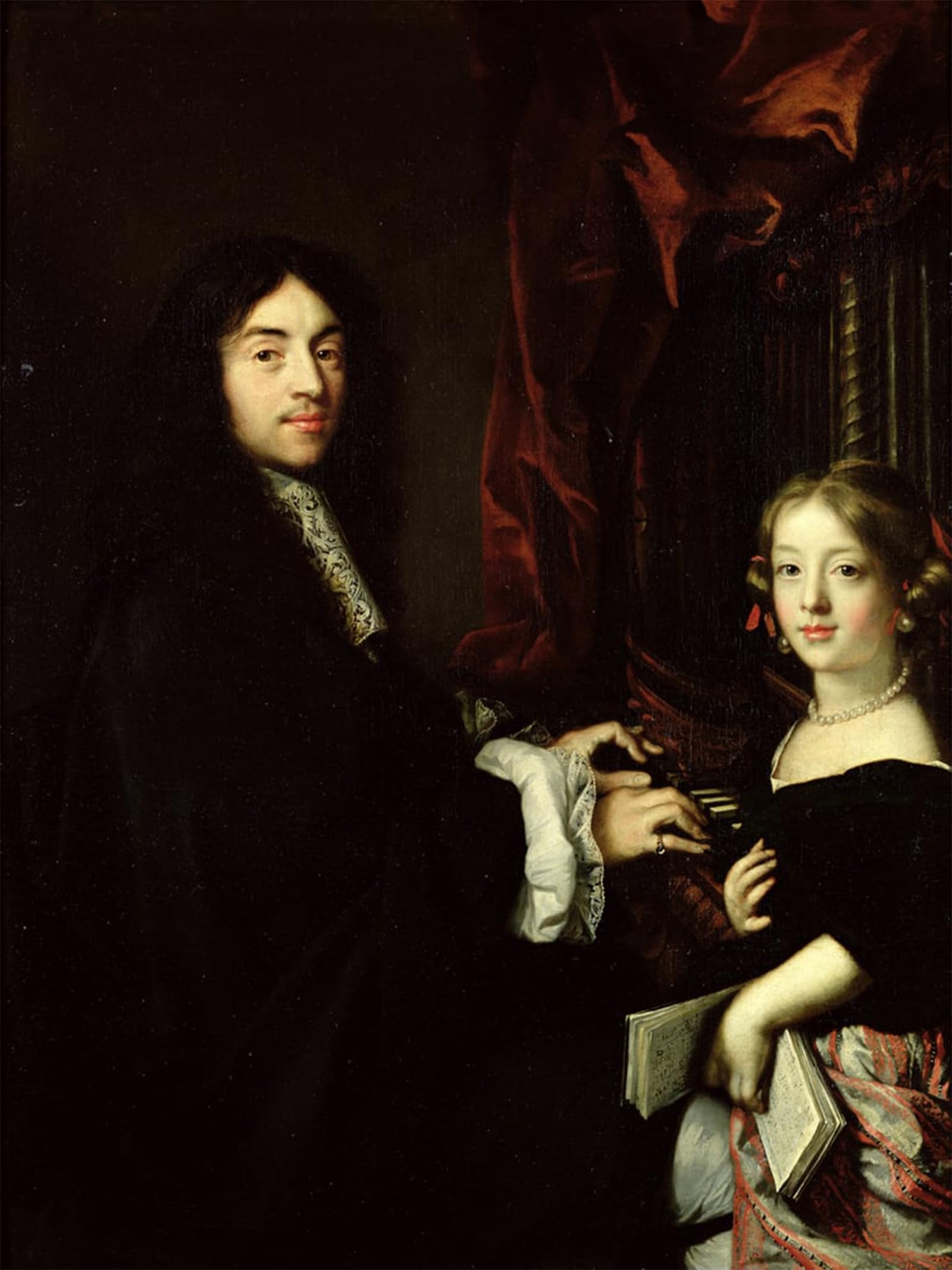ARTXLXXBN Famous Art Print Poster Vintage Wall Art Portrait of Charles Couperin and the Daughter of the Artist by Claude Lefebvre Canvas Art Poster for Home Decor 60x90cm