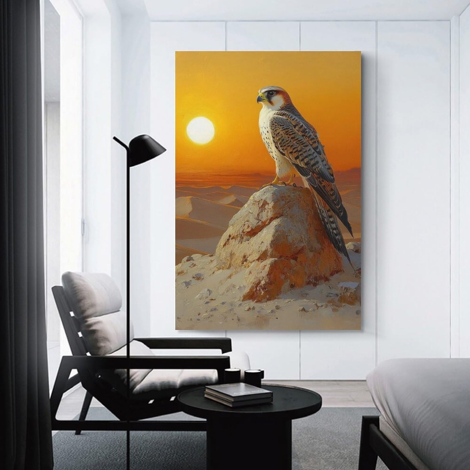 Junmoney Unframe-Style-20 Canvas Art Print Falcon At Sunset, 24X36inch(60X90cm), For Office, Study Or Home Workspace, Wall Art That Adds Style To Work Areas