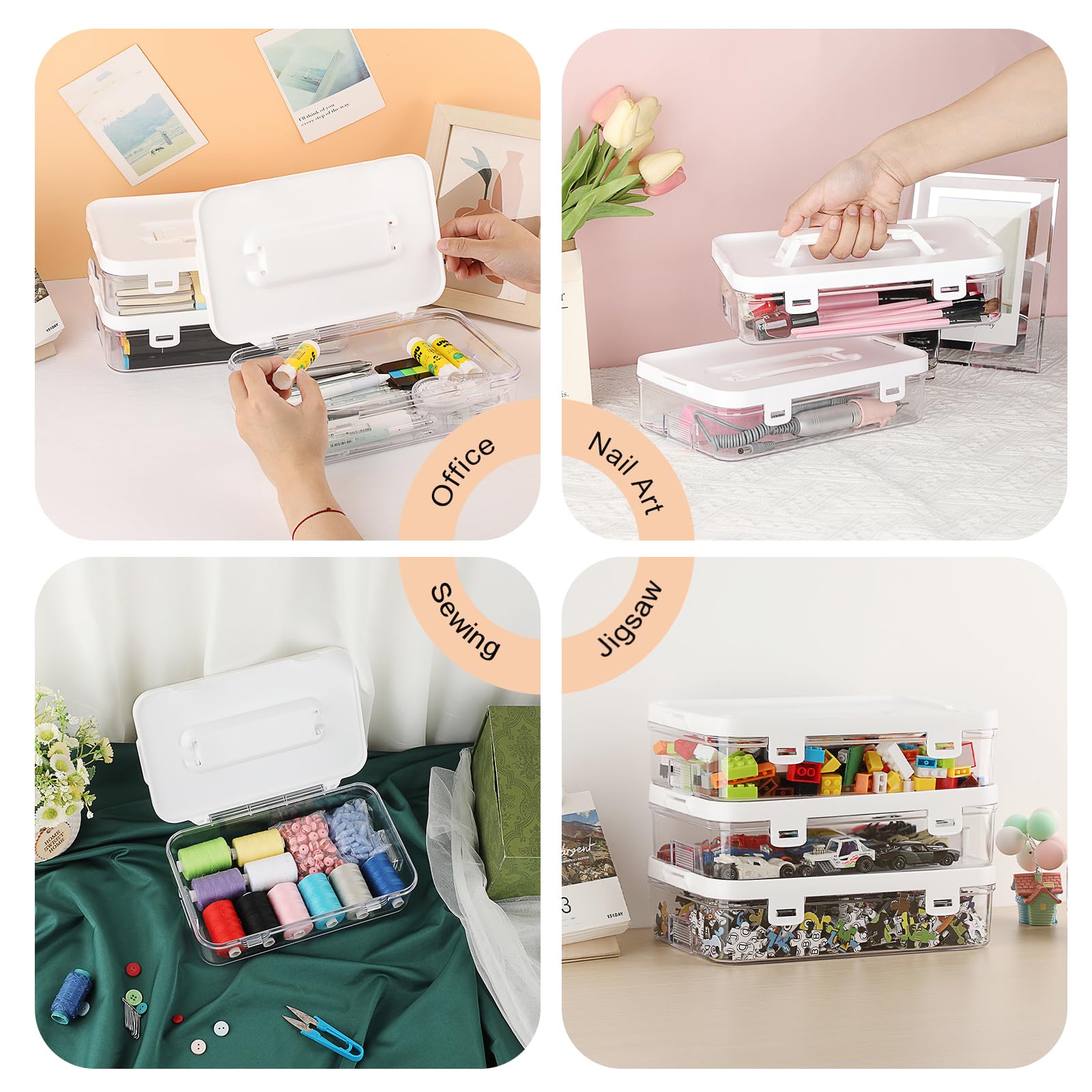 Snapklik.com : BTSKY 3 Pack Clear Plastic Storage Box