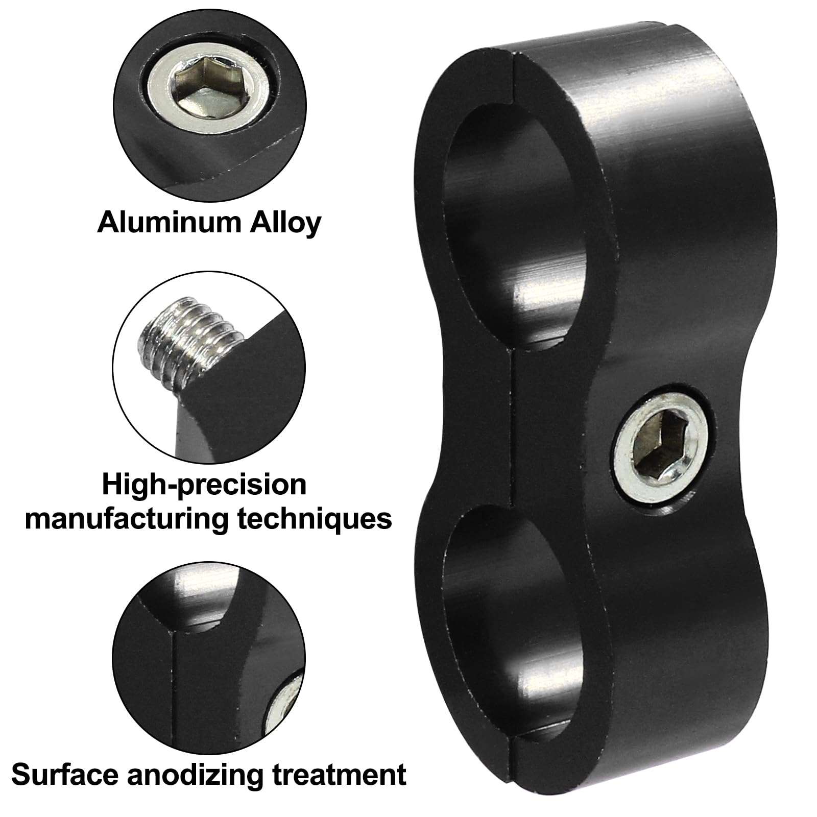Lot de 8 colliers de serrage de séparateur de tuyau 8AN AN8 - Colliers de fixation pour conduite de carburant - Adaptateur de raccord de tuyau en aluminium noir
