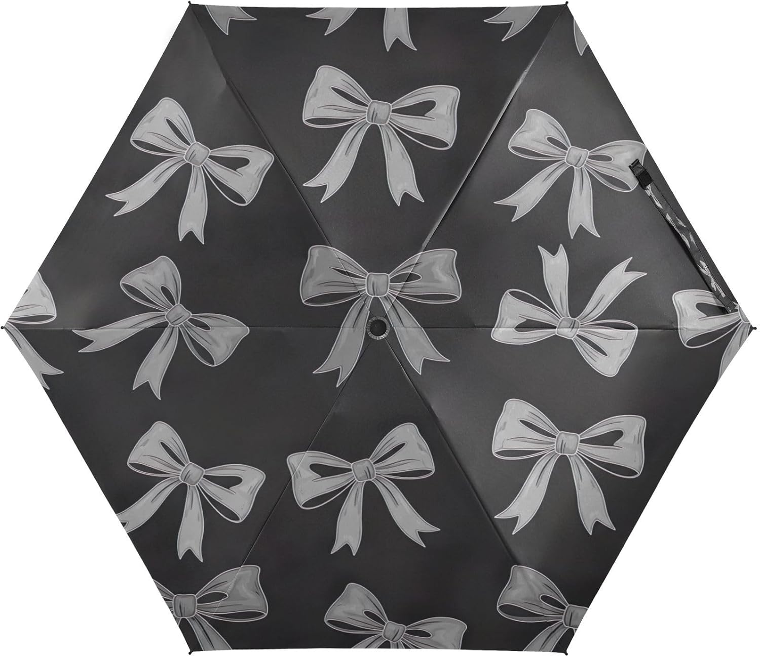 Travel Umbrella, Lightweight Portable Umbrella Uv Protection for Women, Travel Umbrellas for Sun, Bows Gray Black
