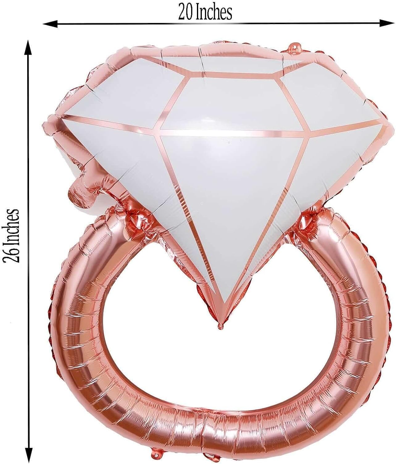 Efavormart 26" Rose Gold Engagement Ring Foil Balloon, Giant Diamond Ring Mylar Balloon for Marriage Proposal, Bridal Shower, and Wedding Staging