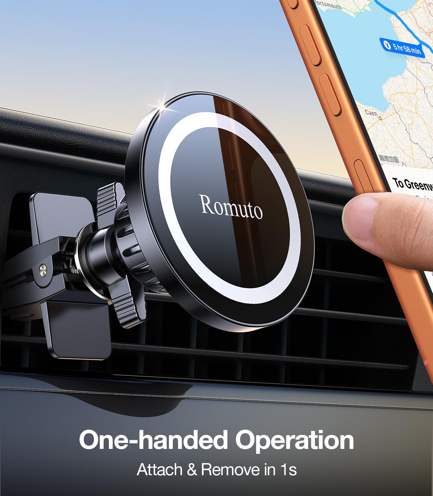【 Paquete de 2】 Soporte magnético para teléfono para salpicadero de coche [imán fuerte] [4 placas de metal] Soporte magnético para iPhone para coche, rotación de 360°, soporte universal para