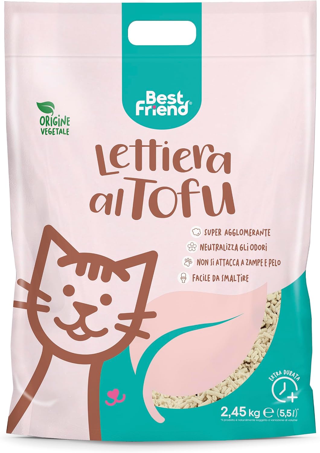 Best Friend Tofu Cat Litter, Vegetable and Strong Clumping. Biodegradable and Disposable in the Toilet. Up to 30 Days of Use. Classic Cat Litter, 5.5 L image 2