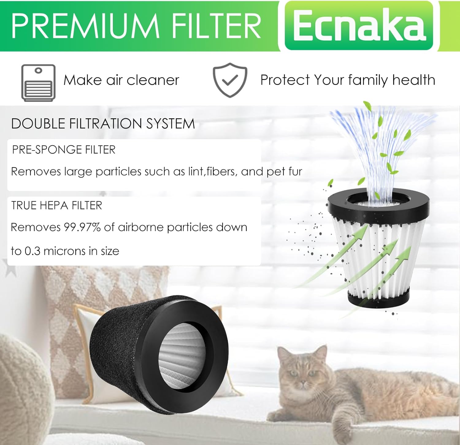 F117 Scorption Filter Compatible with Dirt Devil Scorpion Models SD20005RED SD30025B BD22025, Compare to Part# AD40117 (4 Pack Hepa Filter & 8 Pack Sponge Filter) - Image 3