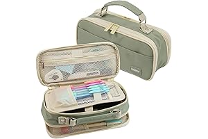 Pencil Case, Large Capacity Pencil Case Organizer; Double Zipper Storage Bag; Big...