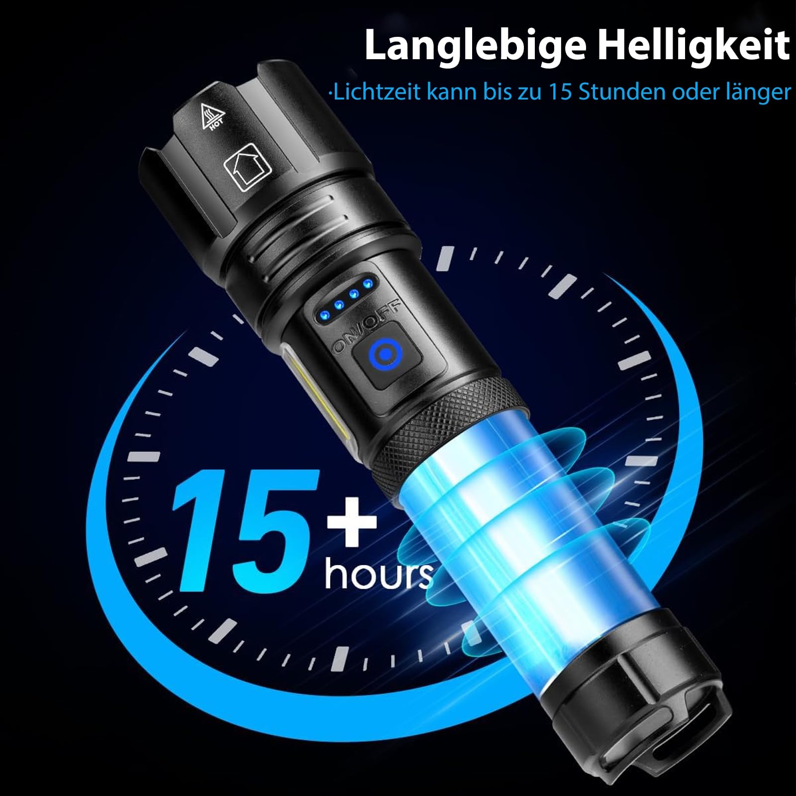 ZEUSFIRE Taschenlampe LED 1000000 Lumen, LED Taschenlampe Extrem Hell Mit USB, 7 Lichtmodi Taktische Taschenlampen, IPX7 Wasserdicht Taschenlampe Für Camping Wandern