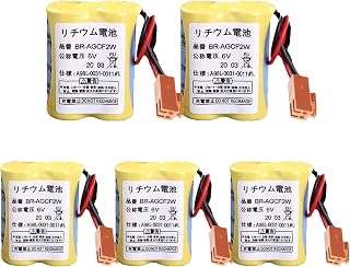 5-Pack BR-AGCF2W 6V Battery 2200mAh Replace for A98L-0031-0011 for Fanuc System with Brown Plug