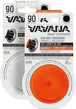 VAVANA Spin Car Air Conditioner Scent - Professional Car Scent | BPA & Liquid Free | 90 Days Effective | Set of 2 (ANGELIC & HOPEFUL)