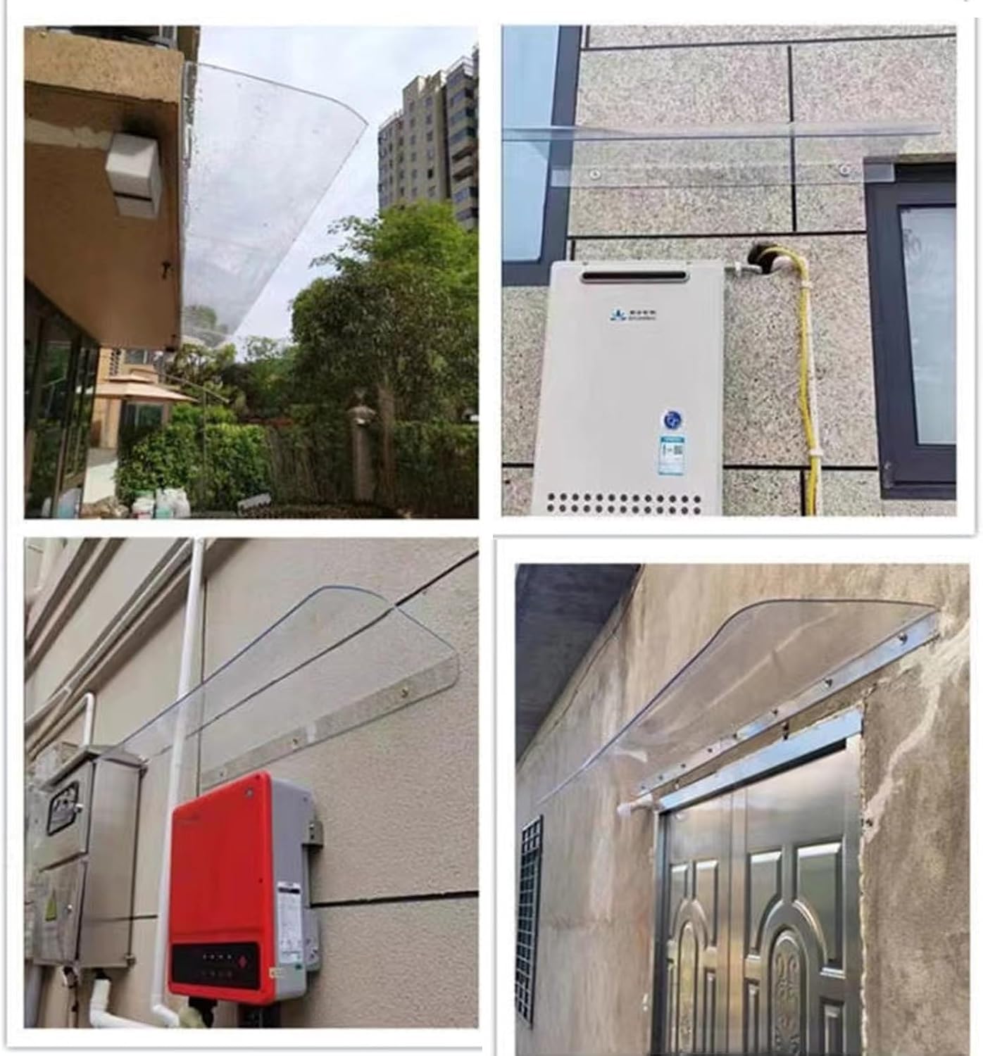 Window Rain Shelter Cover,Outdoor Awning Patio Porch Awning,uv Protection Rain,Transparent front door awningTransparent Polycarbonate Rain Canopy,Facade installation ( Size : 50*380cm/19.6*149.6in )