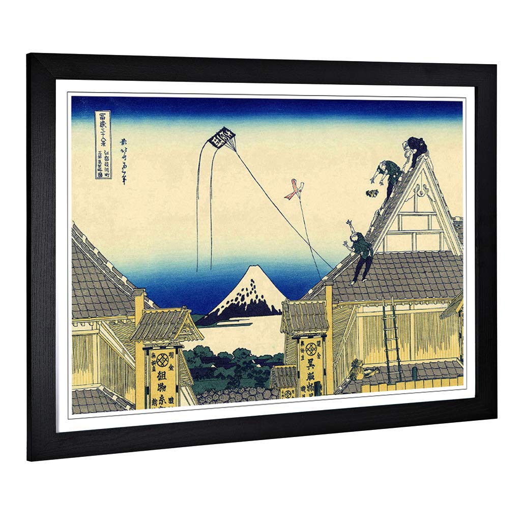 Big Box Art Framed Print of Hokusai Japanese Oriental Mitsui Design | Wall Art Picture | Home Decor for Kitchen, Living Room, Bedroom, Hallway, Black, A2 / 24.5x18 Inch / 62x45cm