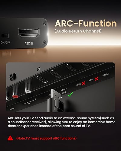 Miniatura 2 de Extractor de audio HDMI ARC 4K60Hz, 192 KHz Adaptador convertidor divisor de audio HDMI ARC a Óptico TOSLINK SPDIF + RCA LR + Coaxial y Analógico