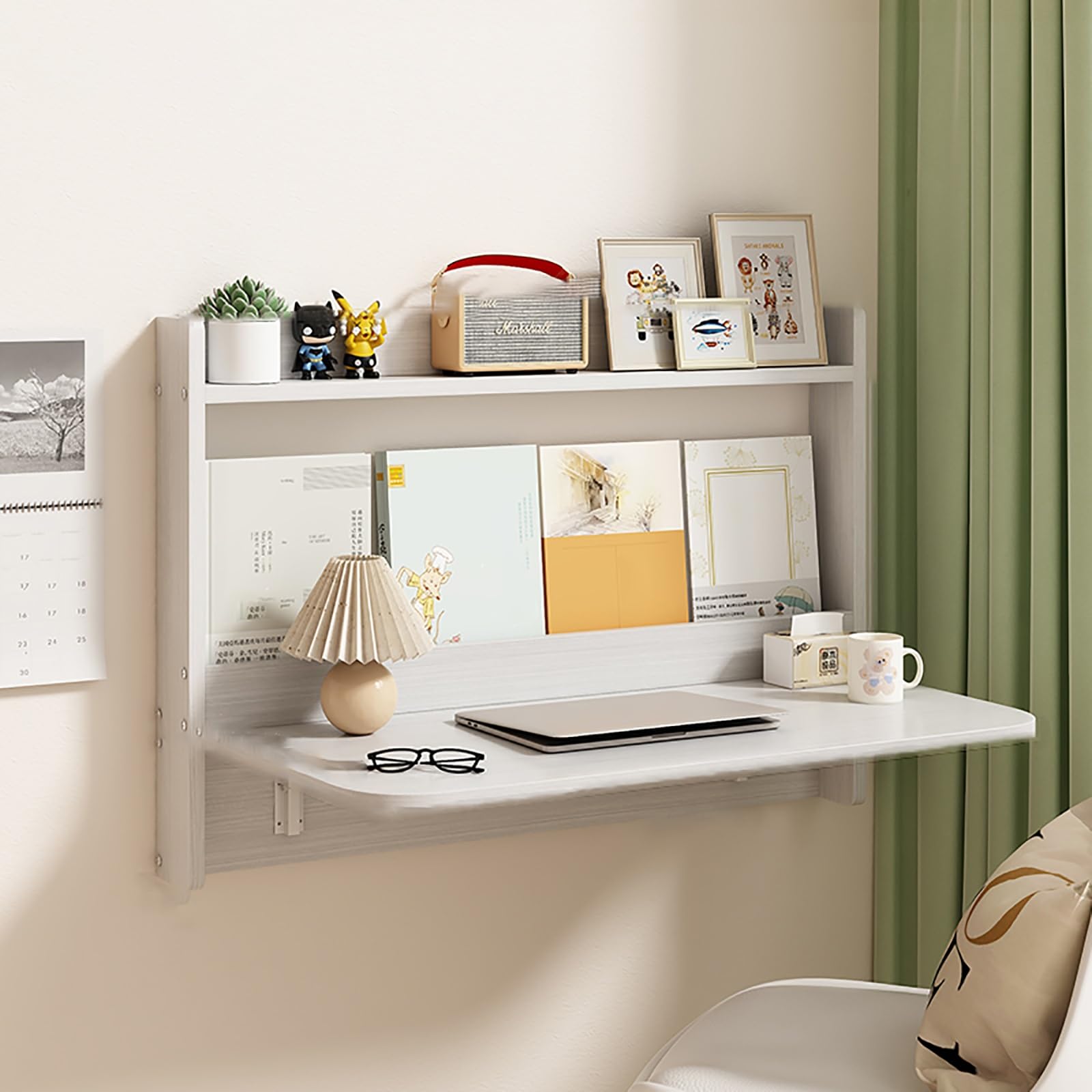 BAYTEWJX Wall Mounted Folding Table,Wood Floating Writing Desk,Folding Wall Mounted Workbench Drop Leaf Table,Easy To Assemble,Folding Design,for Offices Bedrooms Study Rooms Restaurants.