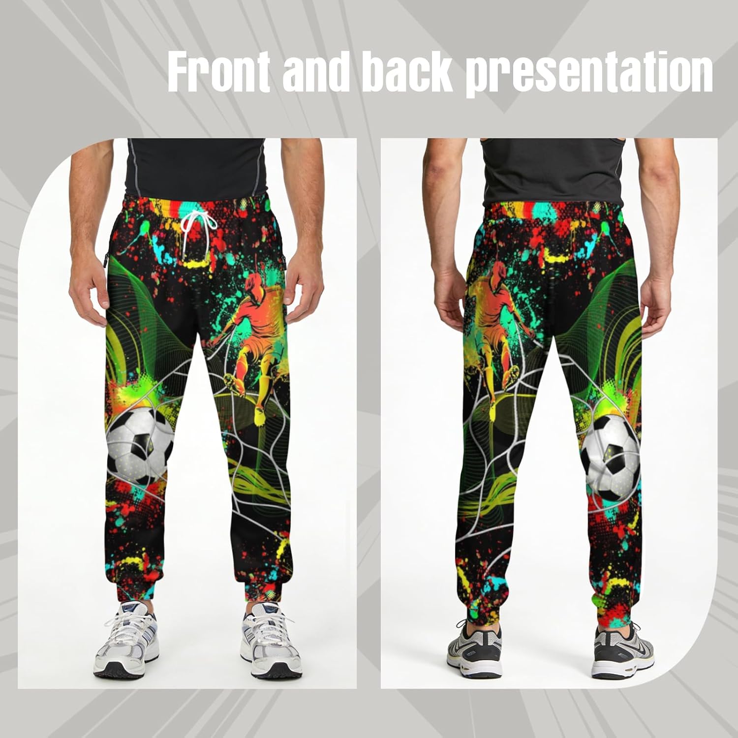 Mens Athletic Pants with Zipper Pocket and Drawstring Cool Sweatpants