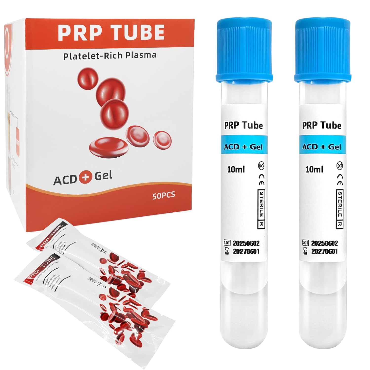 100-Pack 10ml PRP Tube Anticoagulant (ACD-A) and Separation Gel