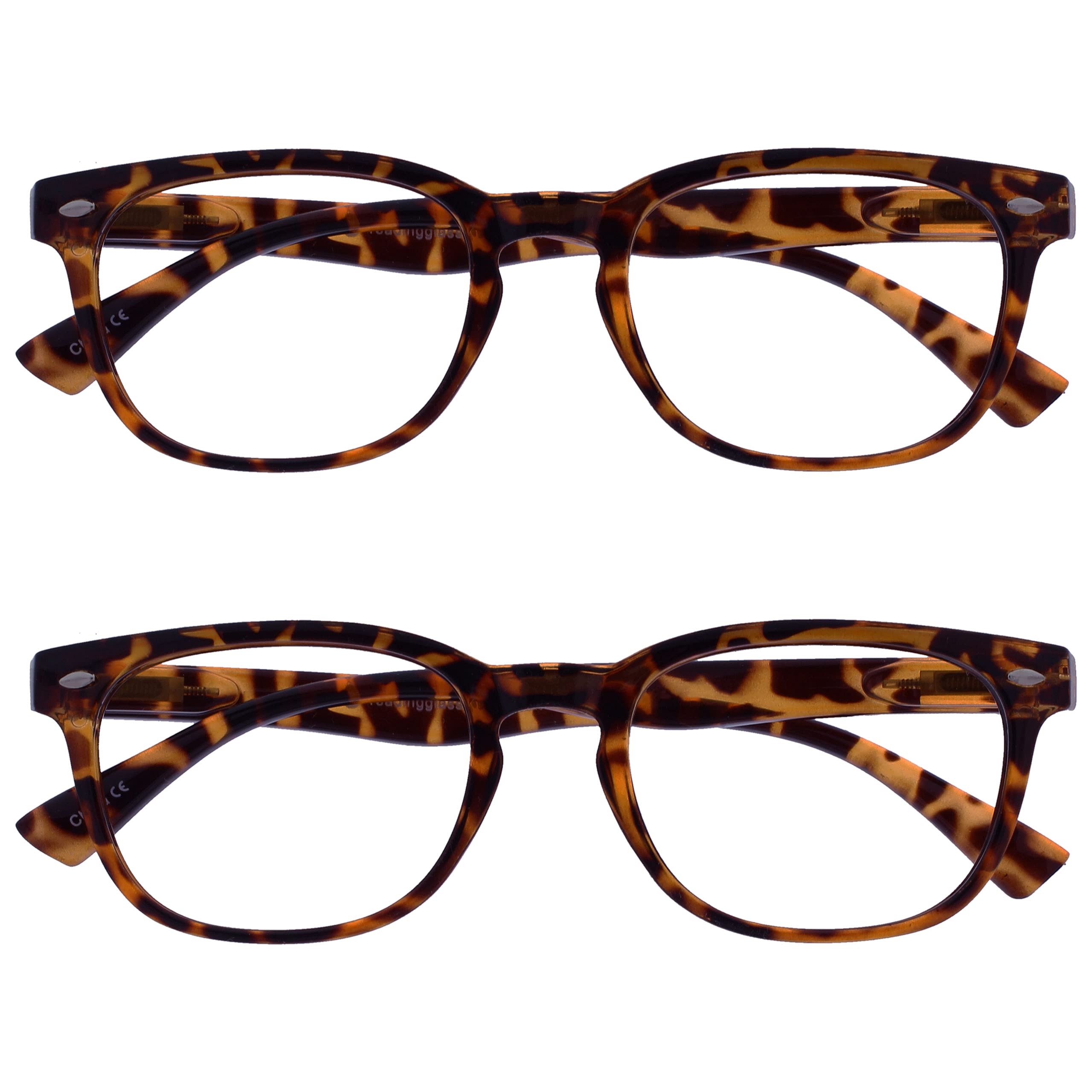 OPULIZE UV Reader Brown Tortoiseshell Reading Glasses Value 2 Pack Designer Style Mens Womens Spring Hinges UVR2PK014 +3.00
