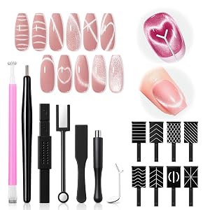modelones Cat Eye Magnet Set 15PCS French Cateye Gel Nail Polish Magnet Nail Art Tools Set Heart Magnet