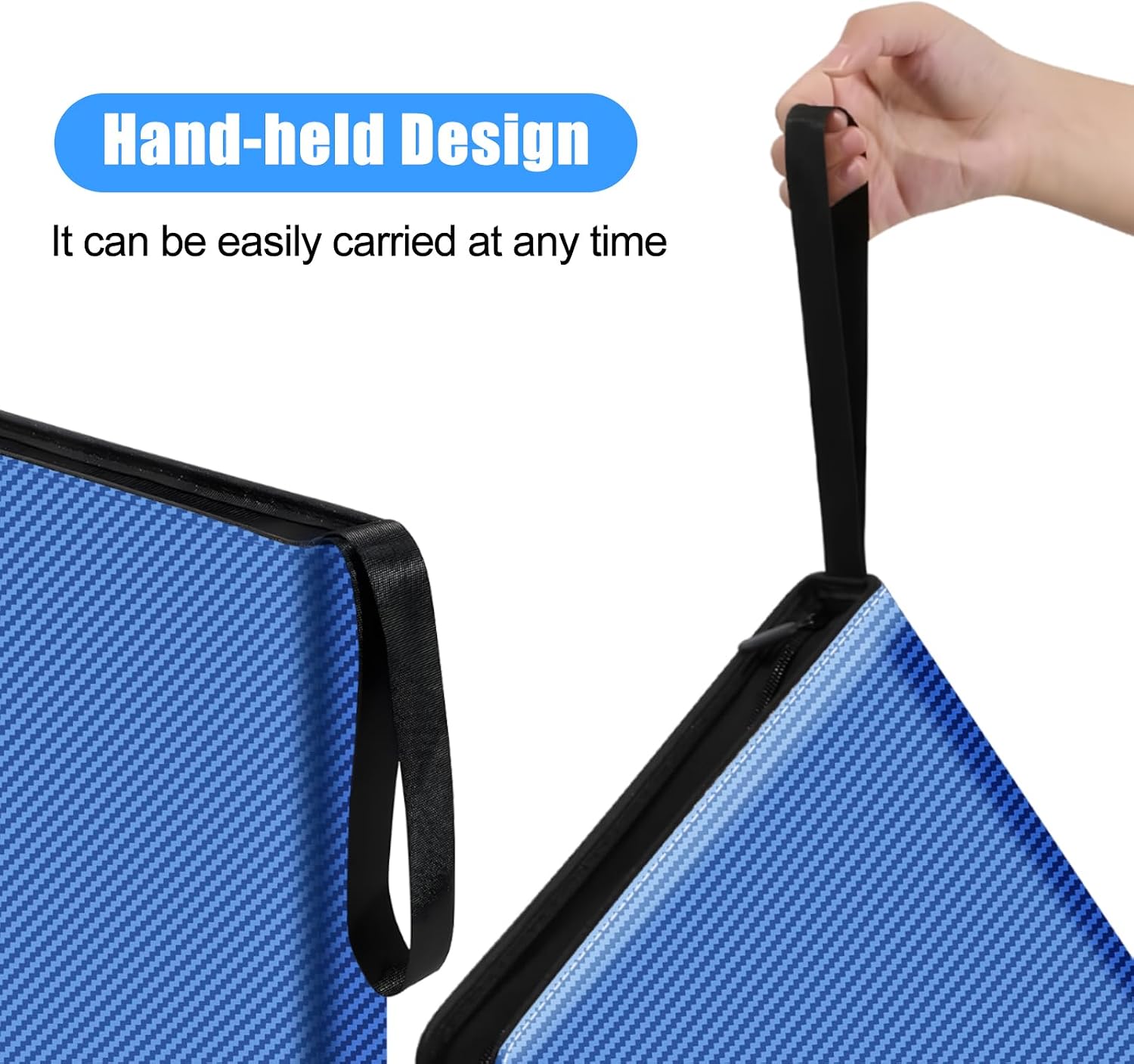 eTone Film Negative Storage Album, Black PU Leather, 50 35mm Acid-Free Sleeves, Triple Ring Binder Box, 13.18x7.08x1.96 Inch (Blue)