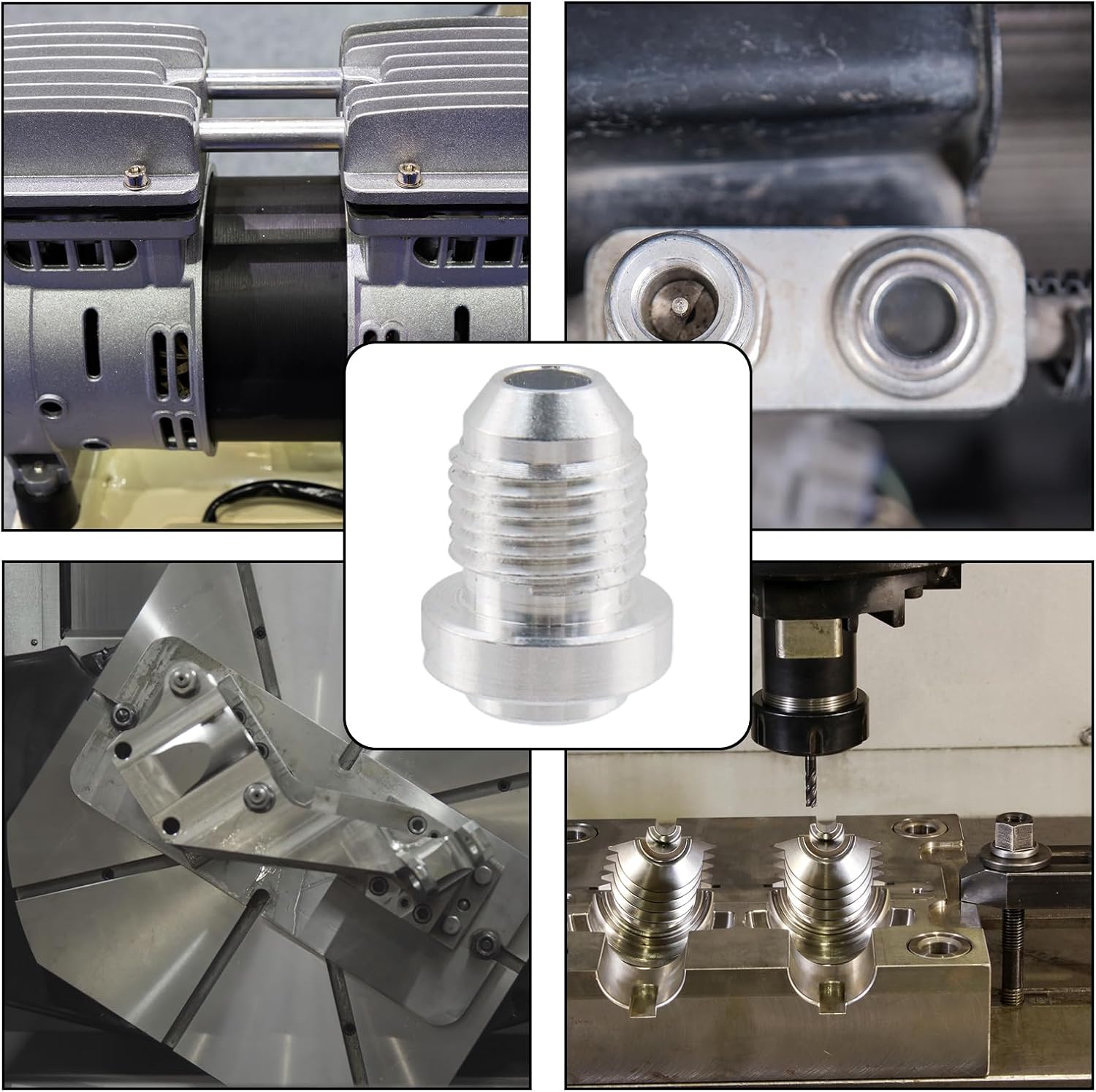 6AN Male Weld on Bung Fitting Fuel Oil Hose Adapter Fitting Aluminum (AN6, 2 Pcs)