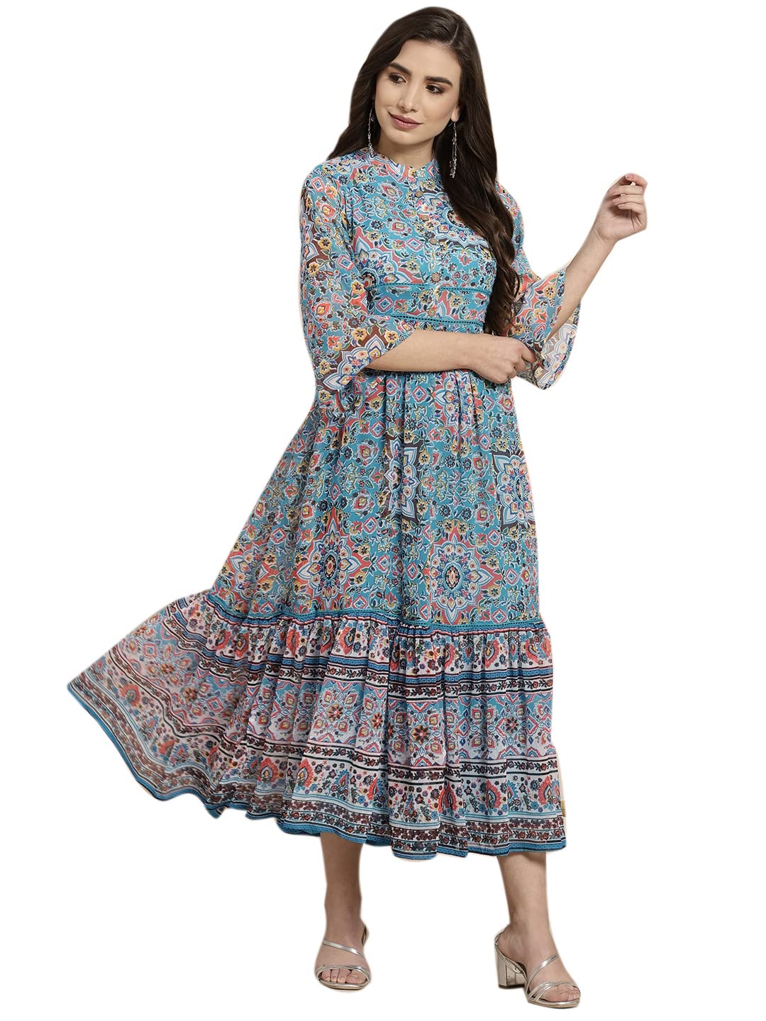 JuniperWomen's Rayon Printed Anarkali Dress