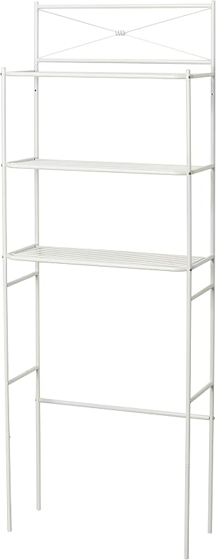 Over the Toilet Storage Shelf Space Saver, Behind Toilet Bathroom Organizer and Storage, Metal Bathroom Organizer with 3 Shelves, White